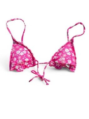 Pink Floral Triangle Bikini Top